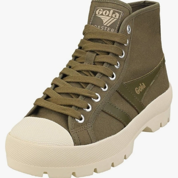 Gola khaki high top sneakers  with off white lug soles. EUC Box included. - Picture 4 of 4